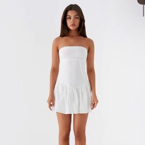 Peppermayo White Linen Mini Dress
